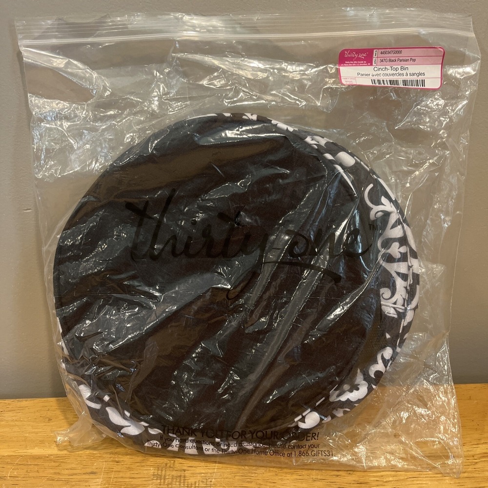Thirty-One 31 Gifts Cinch-Up Bin - BRAND NEW - Black Parisian‎ Pop